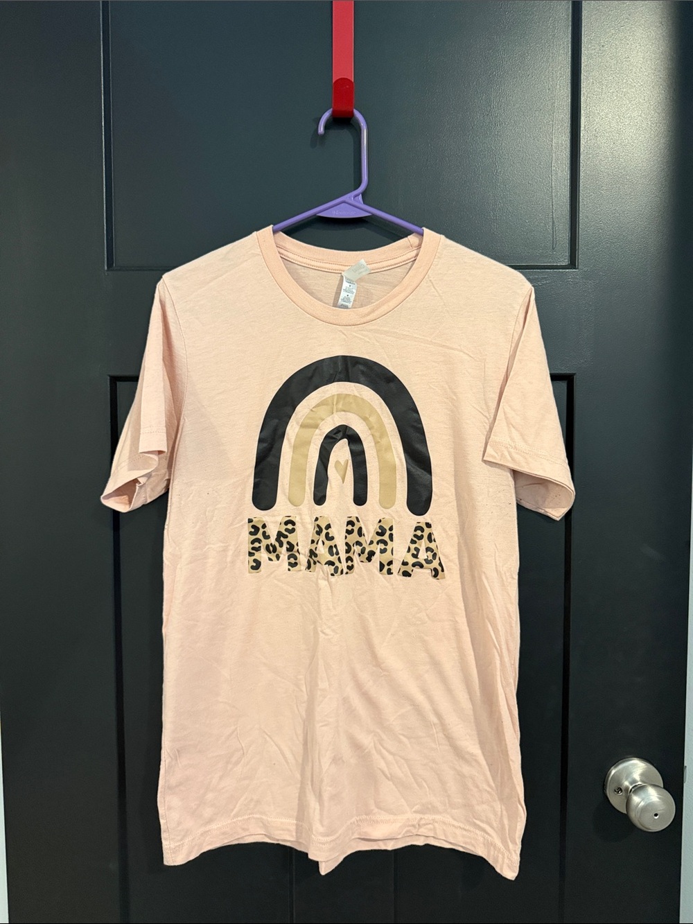Bella Canvas Light Pink 'Mama' Graphic Tee with Leopard Print